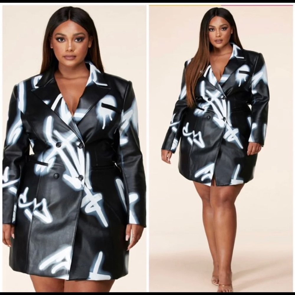 Spray Paint Faux Leather Blazer
